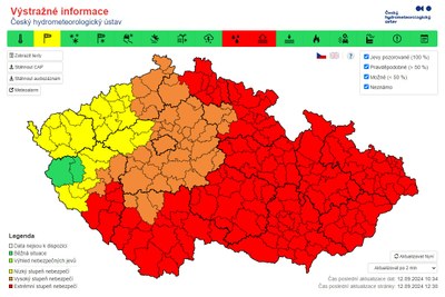 Informace v souvislosti s nepříznivým vývojem počasí